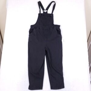 Zenana Overalls M Bib Front Jumpsuit Black Mineral Wash Utility Workwear